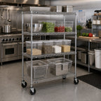 Thumbnail image #2 for Metro Super Erecta N566BC 60 x 24 x 69-Inch Wire Stem Caster Cart, 4 Shelves, Chrome Finish, 600 lb. Capacity