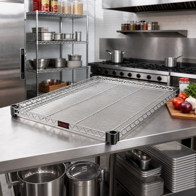 Product image #2 for Eagle Group QuadTruss Quad-Adjust Stainless Steel Wire Shelf, 54 x 18 Inches, 600 lb. Capacity
