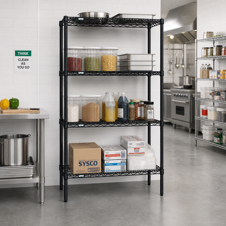 Product image #2 for Quantum Stationary Wire Shelving Starter Kit, 36 x 36 x 86 Inch, 4-Shelf, Black Epoxy