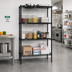 Thumbnail image #2 for Quantum Stationary Wire Shelving Starter Kit, 36 x 36 x 86 Inch, 4-Shelf, Black Epoxy