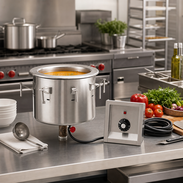 Product image #2 for Drop-In Stainless Steel Insulated Soup Well with Thermostatic Controls, Wet Operation Only, 1 x 7.25 Quart Round Inset, 208-240V