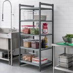 Thumbnail image #2 for Cambro Camshelving® Basics Plus CBU184872V4580 4-Tier Stationary Vented Polymer Shelving Starter Unit, 18 x 48 x 72 in, Brushed Graphite