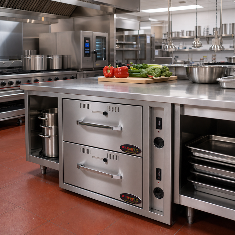 Product image #2 for RedHots Built-In Two-Drawer Warming Drawer, Stainless Steel, 240V, Holds 2 12 x 20 x 6 Pans