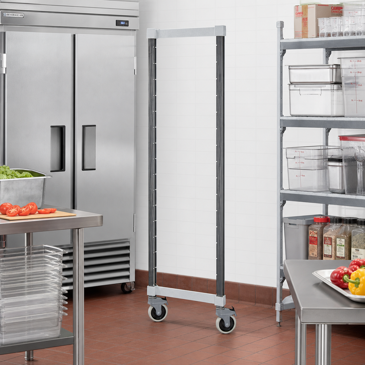 Product image #2 for Cambro Camshelving Elements XTRA Mobile Wire Shelving Post Kit with Casters, 21-1/2" W x 72" H, Speckled Gray