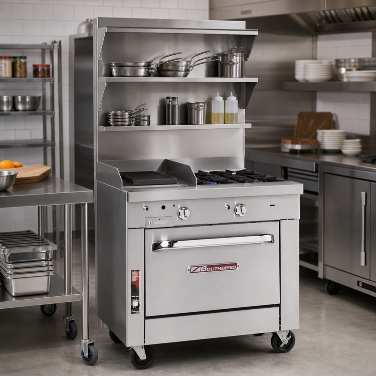 Product image #2 for Southbend Platinum 36-Inch Heavy Duty Gas Range with 4 Open Burners, 12-Inch Charbroiler, and Standard Oven
