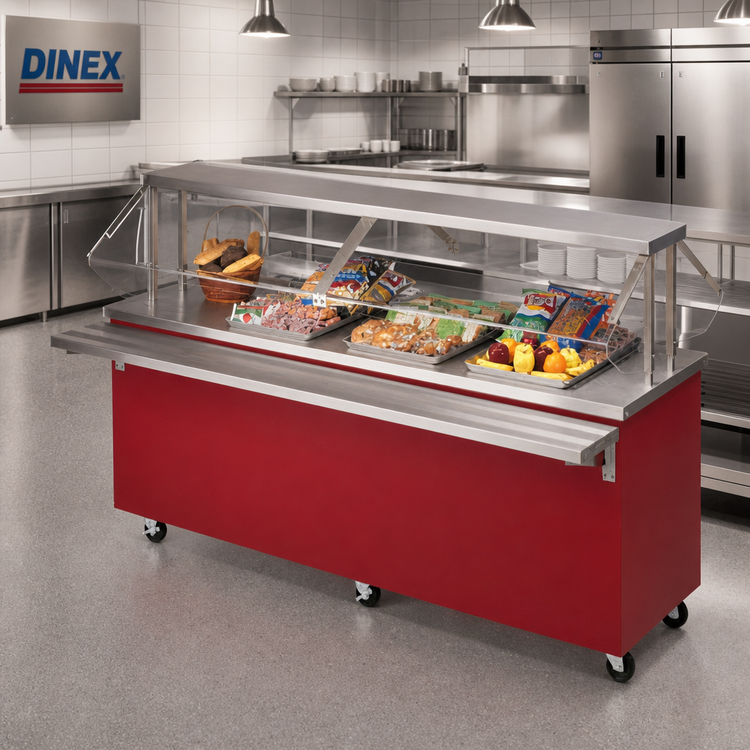 Product image #2 for Dinex Reflections 50-Inch Mobile Solid Top Serving Counter with Stainless Steel Top and Enclosed Base