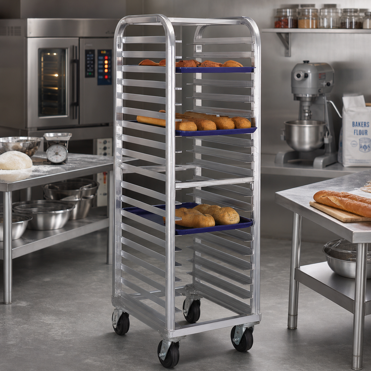 Product image #2 for Lifetime Series Aluminum End-Loading Bun Pan Rack with Casters for 18 x 26-Inch Sheet Pans, 30-Pan Capacity