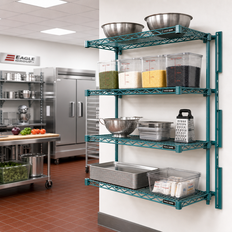 Product image #2 for EagleGard 4-Tier Add-On Wire Shelving Unit, 30 x 24 x 63 Inches, Blue-Green Hybrid Epoxy Finish