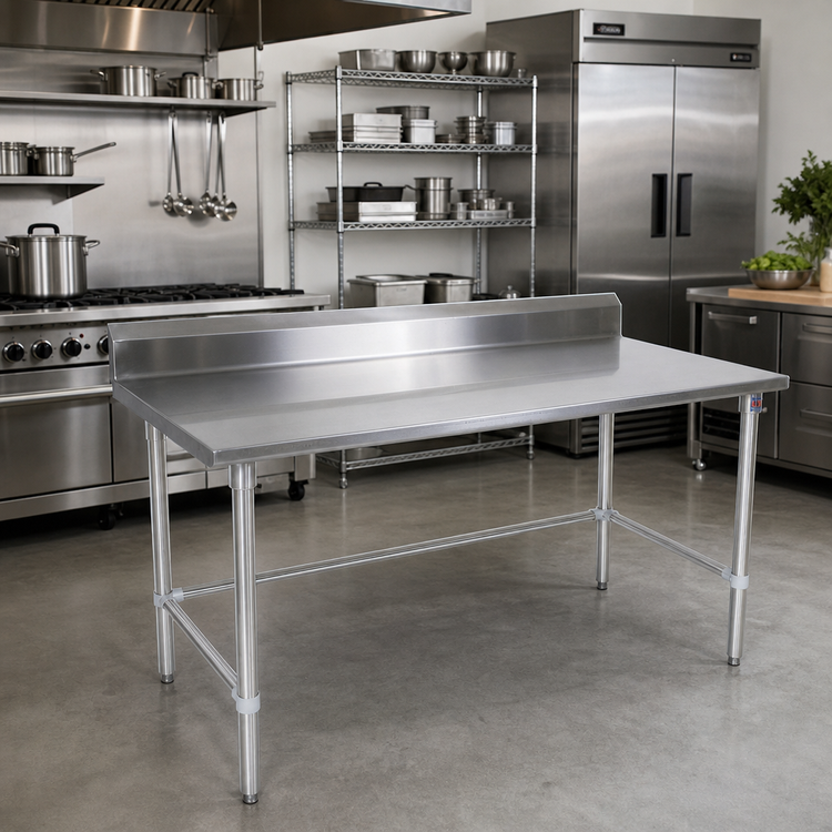 Product image #2 for John Boos Stallion 108-Inch x 36-Inch Stainless Steel Work Table with 5-Inch Backsplash and Safety Edge