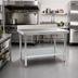 Thumbnail image #2 for Spec-Master Marine Series Stainless Steel Top Work Table with Backsplash and Galvanized Undershelf, 48 x 36 Inches