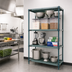 Thumbnail image #2 for Quantum 4-Tier Stationary Wire Plastic Mat Shelving Unit, 48 x 24 x 63 Inches, Green Epoxy