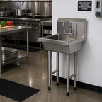 Thumbnail image #2 for BK Resources MSHS-24F1 Freestanding 24-Inch Stainless Steel Hand Wash Sink, 8-Inch Deep Bowl, Basket Drain, Faucet Not Included