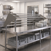 Thumbnail image #2 for John Boos 132-Inch Double-Sided Tubular Stainless Steel Sorting Shelf for Soiled Dish Tables