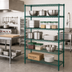Thumbnail image #2 for Quantum 60W x 36D x 86H 5-Shelf Wire Shelving Starter Kit, Stationary, Green Epoxy Antimicrobial Finish