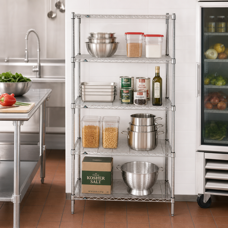 Product image #2 for 24" W x 21" D x 63" H Chrome-Plated Wire Shelving Starter Unit with 4 Shelves