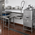 Thumbnail image #2 for Eagle Group Island Soiled Dishtable with Dish Landing Shelf and Pre-Rinse Sink, 84 Inches x 60 Inches, Left-To-Right, 16 Gauge 304 Stainless Steel