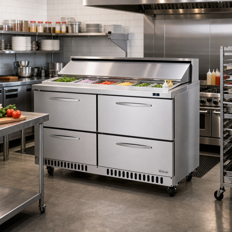 Product image #2 for Turbo Air PRO Series 60.25-Inch Two-Section Sandwich/Salad Prep Table with 4 Drawers