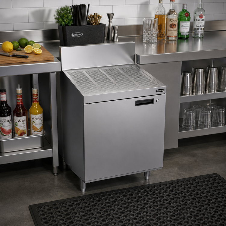 Product image #2 for Krowne Royal Series 24-Inch Freestanding Underbar Drainboard Cabinet Base with Locking Hinged Door