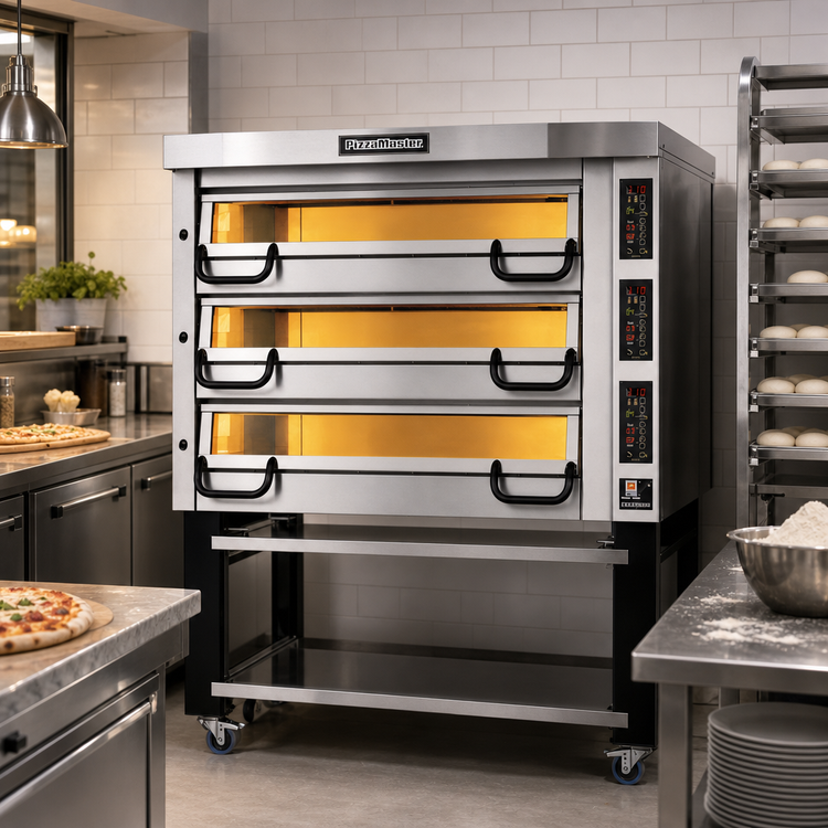 Product image #2 for PizzaMaster PM 743ED 3-Deck Electric Pizza Deck Oven with Hearth Stone Baking Surface