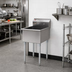 Thumbnail image #2 for Eagle Group 1818-1-16/3 One-Compartment Utility Sink, 18 x 18 x 13-3/8 in. Bowl, 16-Gauge 304 Stainless Steel, No Drainboards, Galvanized Legs