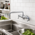 Thumbnail image #2 for T&S Brass Wall-Mount Double Pantry Mixing Faucet with 12-Inch Swing Nozzle and Cerama Cartridges