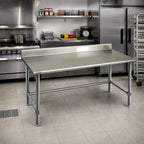 Thumbnail image #2 for Eagle Group Spec-Master T3684STE-BS 84-Inch x 36-Inch Stainless Steel Work Table with 4-1/2-Inch Backsplash and Open Tubular Base