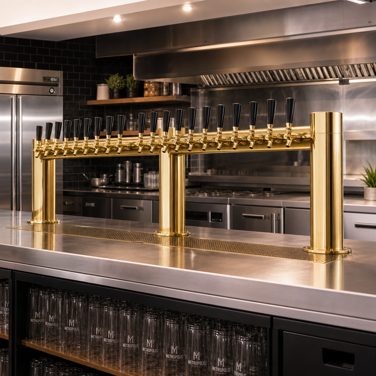 Product image #2 for Metropolis M 24-Faucet Countertop Glycol-Cooled Draft Beer Tower, PVD Brass Finish
