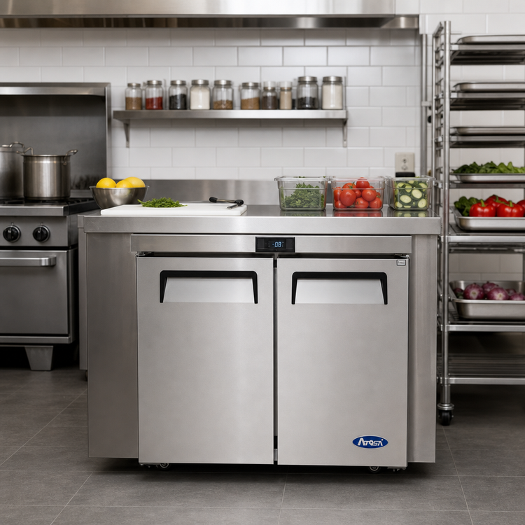 Product image #3 for Atosa Two-Section Undercounter Reach-In Freezer, 8.7 Cu. Ft., Solid Doors