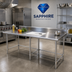 Thumbnail image #2 for Sapphire Manufacturing 84 Inch Stainless Steel Work Table with 5 Inch Backsplash
