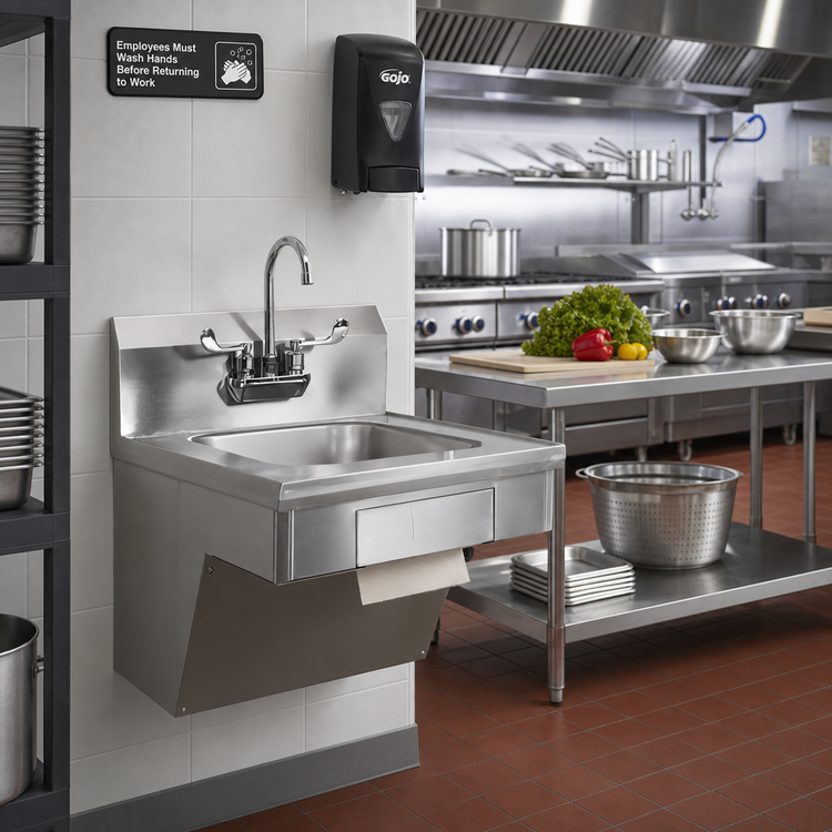 Product image #2 for John Boos Pro-Bowl ADA Wall-Mount Stainless Steel Hand Sink with Gooseneck Faucet, 14 x 16 x 5 Inch Bowl