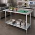 Thumbnail image #2 for Advance Tabco 48 Inch x 24 Inch 14-Gauge 304 Stainless Steel Work Table with 1-1/2 Inch Rear Up-Turn and Galvanized Undershelf and Legs