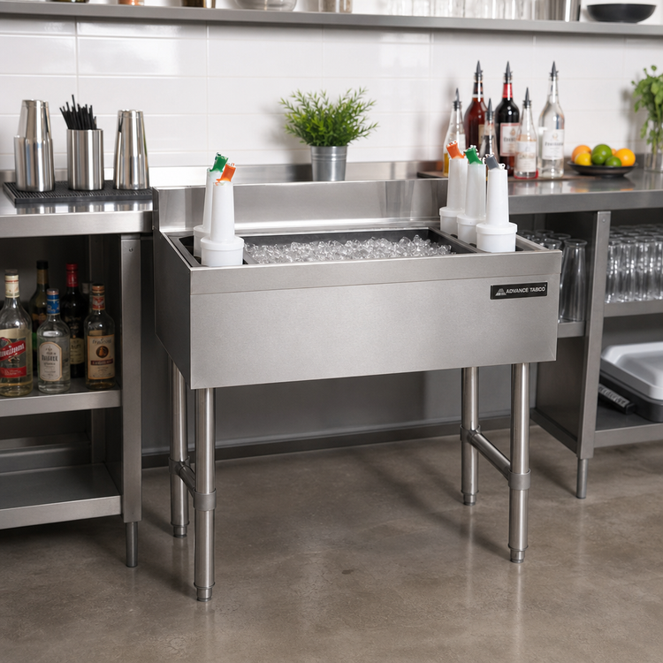 Product image #2 for Advance Tabco Underbar Basics™ 30-Inch Stainless Steel Cocktail Unit with 16-Inch Deep Ice Bin and 7-Circuit Cold Plate