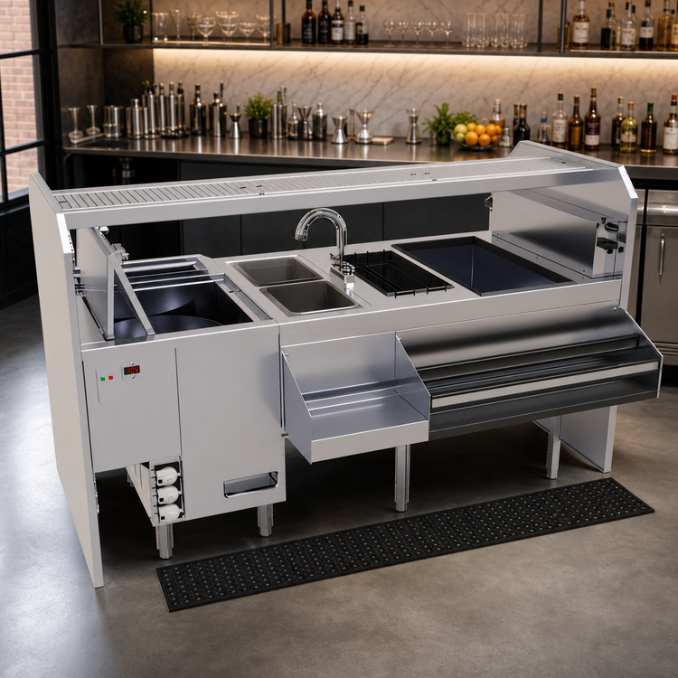 Product image #2 for Glastender Complete Style Pass-Thru Cocktail Station with Integrated GW24 Glasswasher, Leftward Workflow
