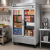 Thumbnail image #2 for True Two-Section Reach-In Display Freezer with Framed Glass Doors, Self-Contained Bottom Mount