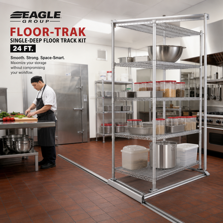 Product image #2 for Eagle Floor-Trak Single-Deep Floor Track Kit for Wire Shelving, 24 Ft.