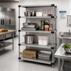 Thumbnail image #2 for Quantum WRS4-54-1454SS Stationary Solid Shelving Starter Kit, 54"W x 14"D x 54"H, 4 Shelves, 304 Stainless Steel