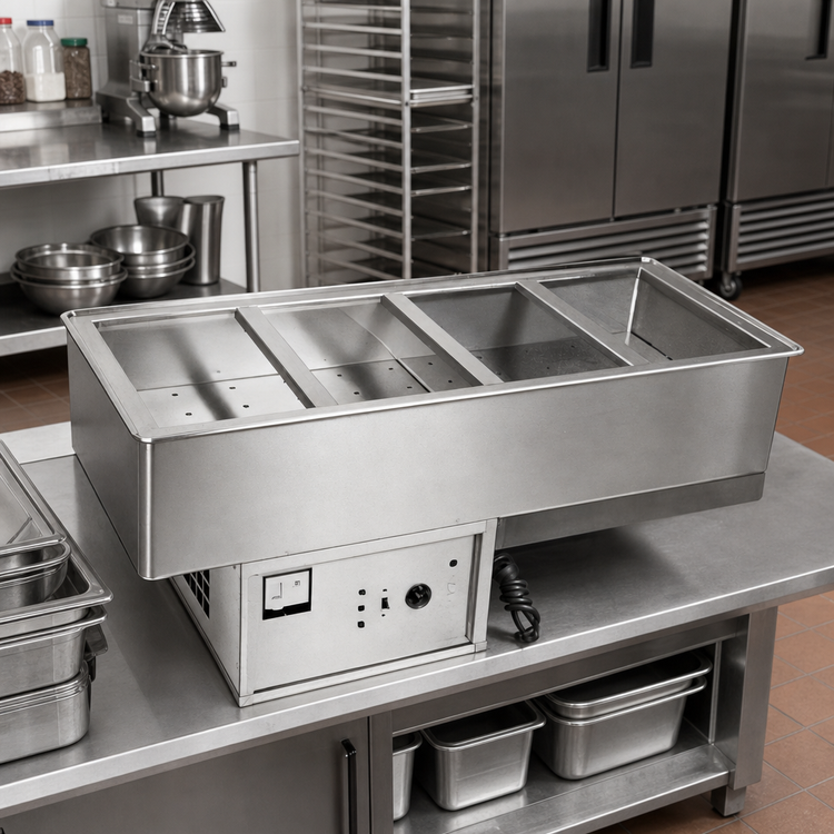 Product image #2 for Atlas Metal WCM-HP-X-3 3-Pan Hot/Cold Drop-In Food Well with Remote Refrigeration