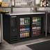Thumbnail image #2 for Beverage-Air 48-Inch Two-Section Refrigerated Back Bar Storage Cabinet with Sliding Glass Doors, 15.1 Cu. Ft., Stainless Steel Top, Black Exterior