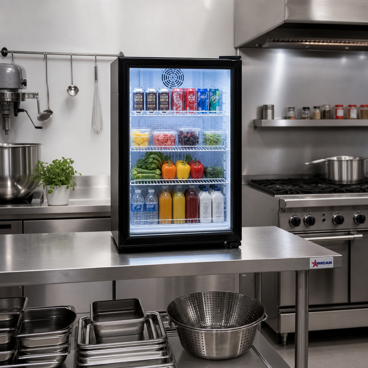 Product image #2 for Omcan Black Countertop Single-Section Reach-In Display Refrigerator, 3.46 Cu. Ft.