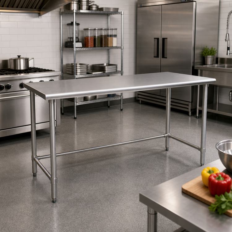 Product image #2 for BlendPort® Deluxe Series Stainless Steel Work Table with Tubular Base, 48 x 30 Inches