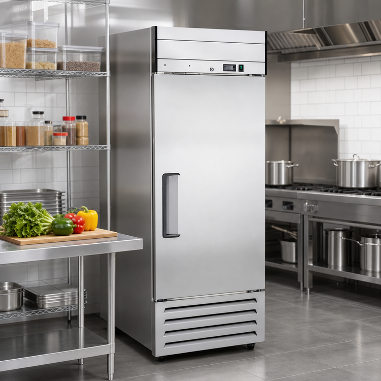 Product image #2 for Excellence Commercial Products DSS-19F One-Section Reach-In Freezer, 19.3 Cu. Ft., Stainless Steel, Bottom-Mount Self-Contained
