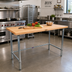 Thumbnail image #2 for John Boos 72-Inch x 30-Inch Wood Top Work Table with Stainless Steel Base and Adjustable Bracing
