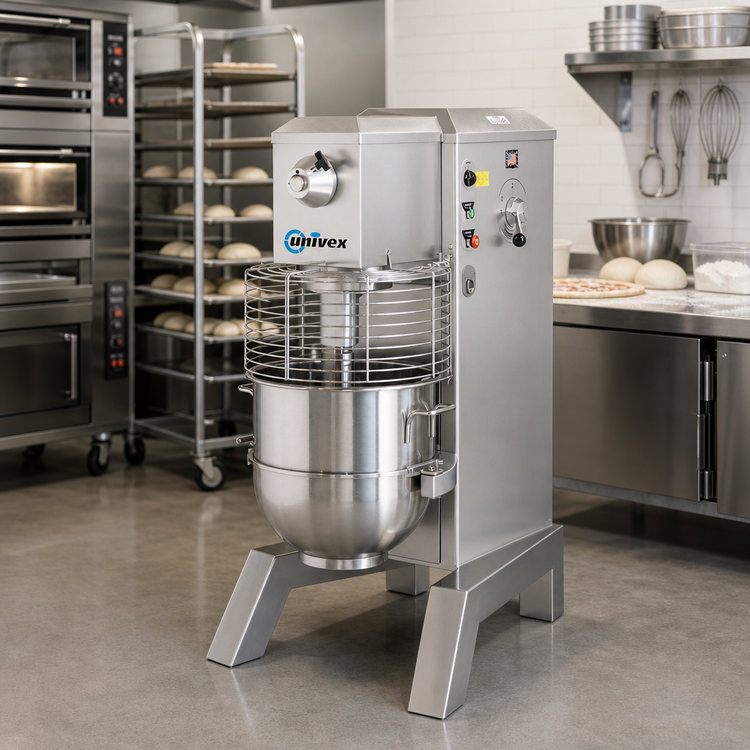 Product image #2 for Univex SRM60+PM 60 Qt Floor Model Planetary Pizza Mixer with 2-Speed Drive and Power Bowl Lift