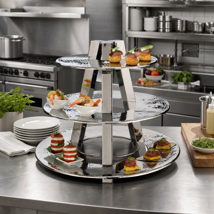 Product image #2 for American Metalcraft Ascent 3-Tier Round Buffet Display Stand
