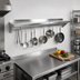 Thumbnail image #2 for John Boos Stallion 108-Inch Wall-Mount Stainless Steel Pot Rack Shelf with 9 Hooks, 16 Gauge