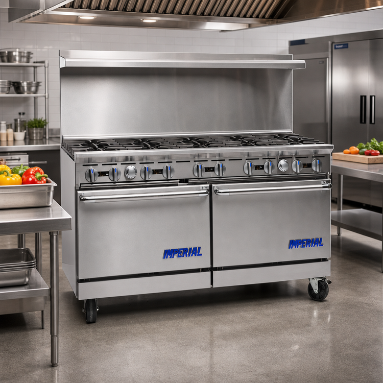 Product image #2 for Imperial Pro Series 60-Inch Gas Restaurant Range with 10 Open Burners and 2 Convection Ovens
