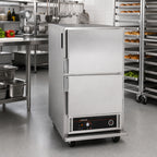 Thumbnail image #2 for Cres Cor H135SUA6 Mobile Insulated Heated Holding Cabinet, Stainless Steel, Bottom-Mount Heater, Dutch Doors, 6-Pan Capacity