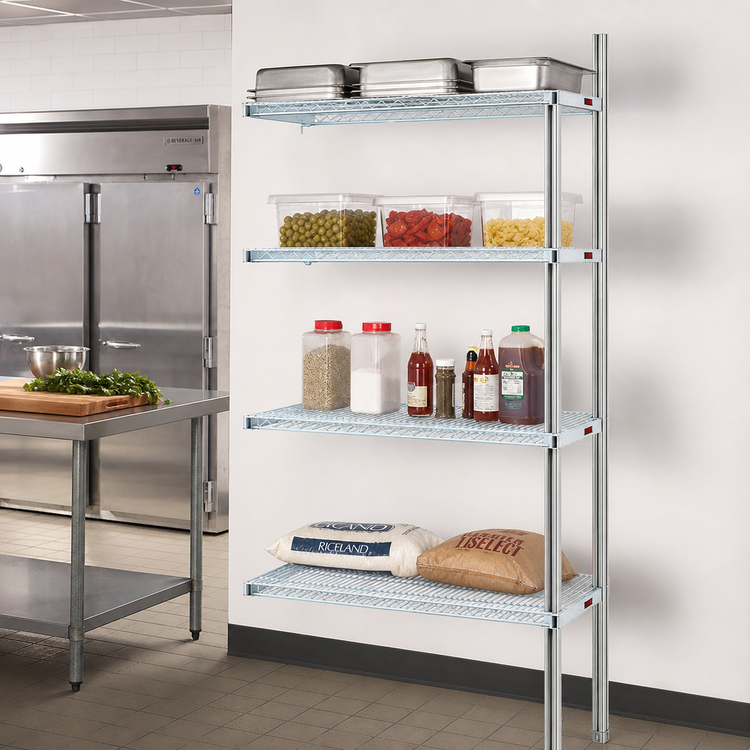 Product image #2 for EAGLEbrite 4-Tier Add-On Wire Shelving Unit, 36 x 18 x 74 Inches, Zinc Finish