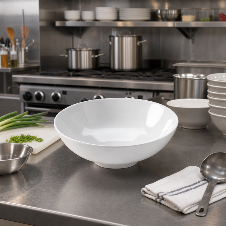 Product image #3 for American Metalcraft 56 oz White Melamine Round Noodle Bowl, 10 Inch Diameter