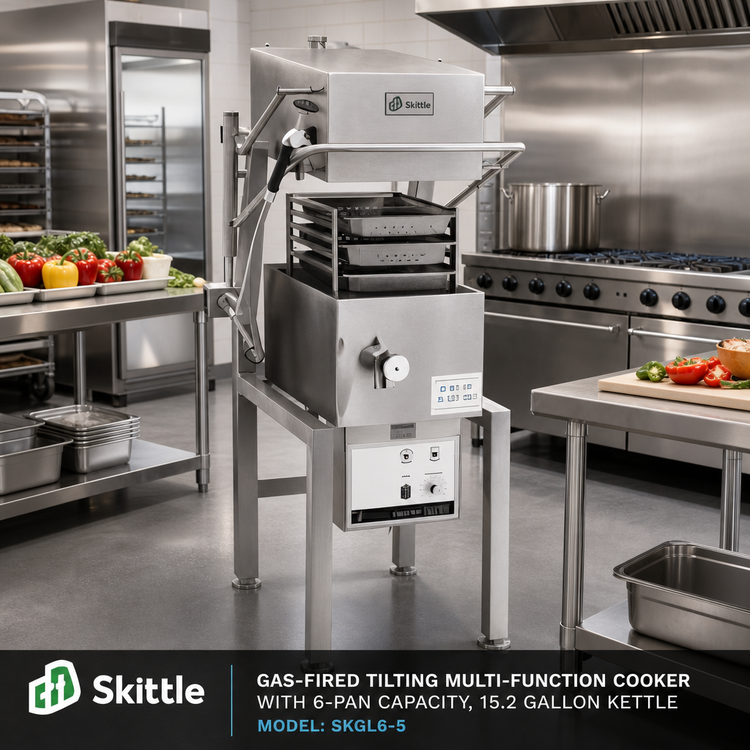 Product image #2 for Skittle Gas-Fired Tilting Multi-Function Cooker with 6-Pan Capacity, 15.2 Gallon Kettle (SKGL6-5)
